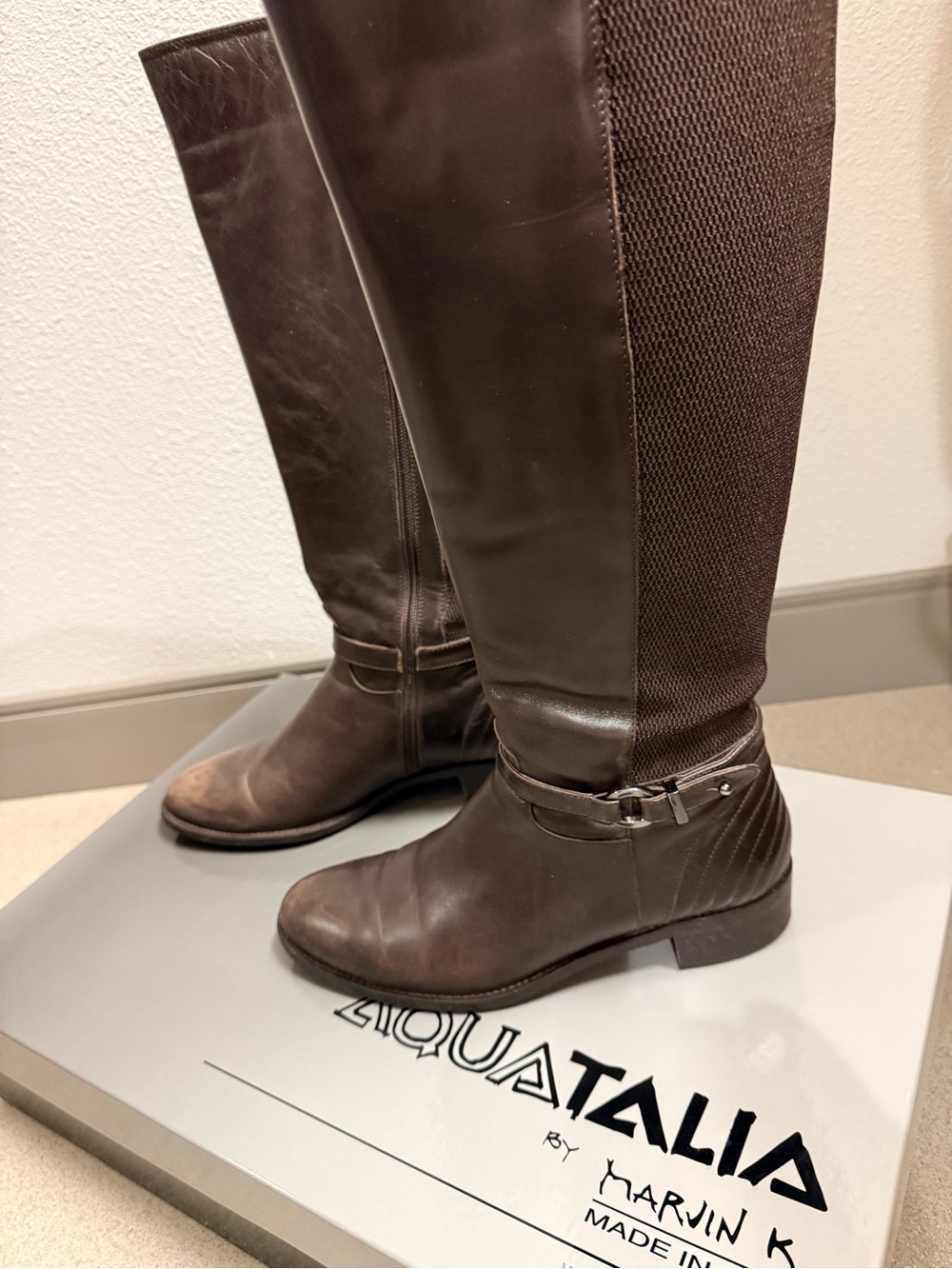 Aquatalia Brown Leather Over-the-Knee Riding Boots